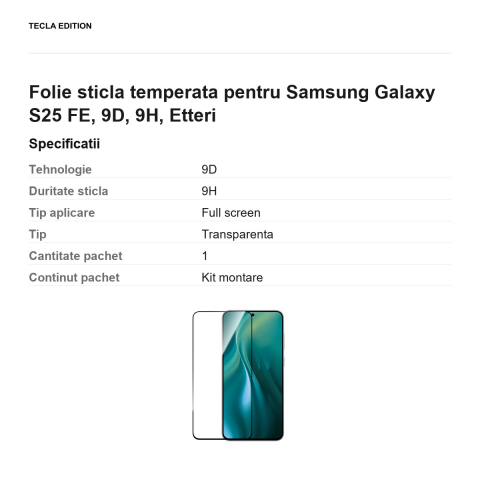 Folie sticla temperata pentru Samsung Galaxy S25 FE, 9D, 9H, Etteri [2]