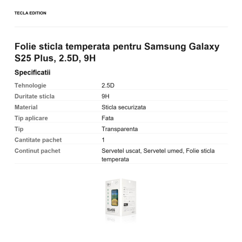Folie sticla temperata pentru Samsung Galaxy S25 Plus, 2.5D, 9H [2]