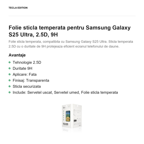 Folie sticla temperata pentru Samsung Galaxy S25 Ultra, 2.5D, 9H [1]