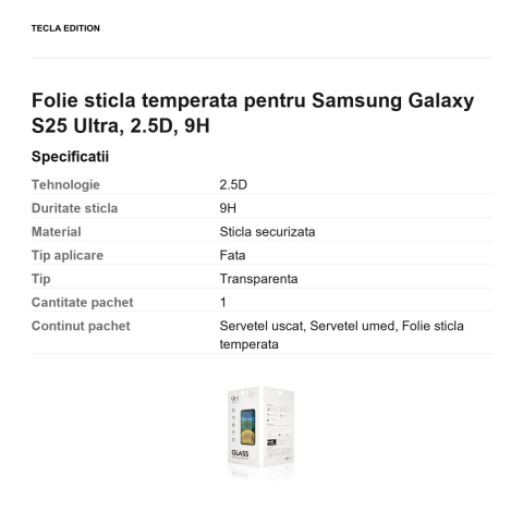 Folie sticla temperata pentru Samsung Galaxy S25 Ultra, 2.5D, 9H [2]