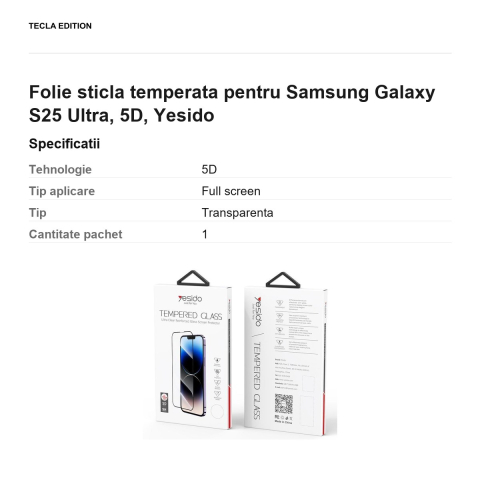 Folie sticla temperata pentru Samsung Galaxy S25 Ultra, 5D, Yesido [2]