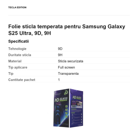 Folie sticla temperata pentru Samsung Galaxy S25 Ultra, 9D, 9H [2]