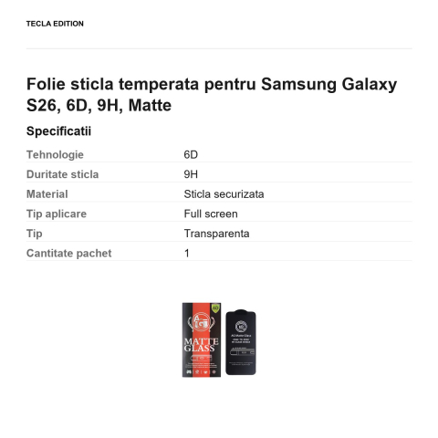 Folie sticla temperata pentru Samsung Galaxy S26, 6D, 9H, Matte [2]
