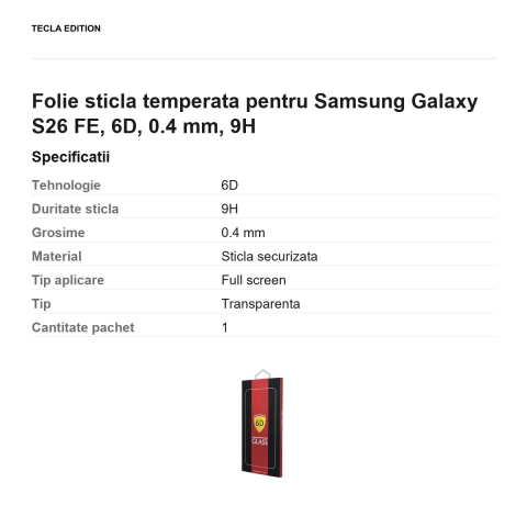 Folie sticla temperata pentru Samsung Galaxy S26 FE, 6D, 0.4 mm, 9H [2]