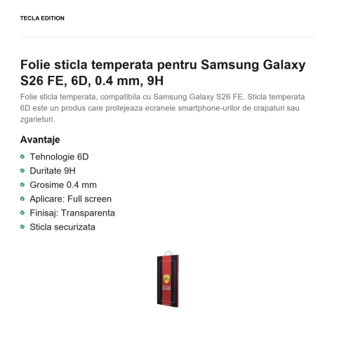 Folie sticla temperata pentru Samsung Galaxy S26 FE, 6D, 0.4 mm, 9H [1]