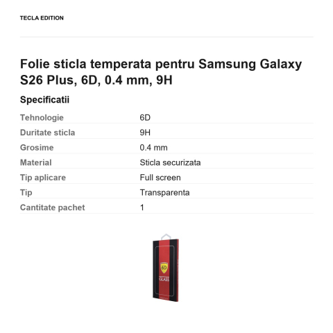 Folie sticla temperata pentru Samsung Galaxy S26 Plus, 6D, 0.4 mm, 9H [2]