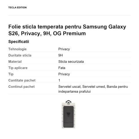 Folie sticla temperata pentru Samsung Galaxy S26, Privacy, 9H, OG Premium [2]