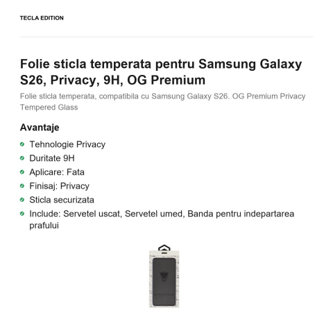 Folie sticla temperata pentru Samsung Galaxy S26, Privacy, 9H, OG Premium [1]