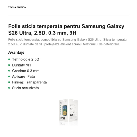 Folie sticla temperata pentru Samsung Galaxy S26 Ultra, 2.5D, 0.3 mm, 9H [1]