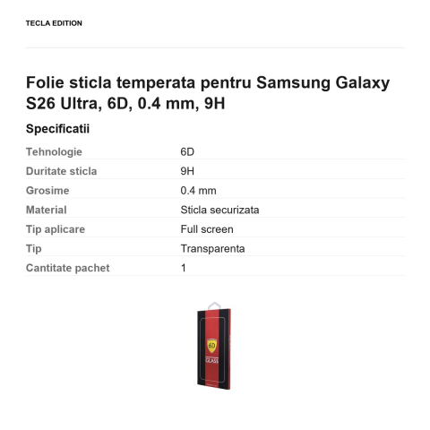 Folie sticla temperata pentru Samsung Galaxy S26 Ultra, 6D, 0.4 mm, 9H [2]