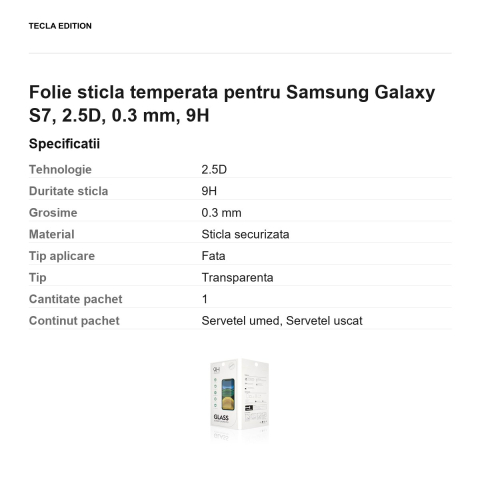 Folie sticla temperata pentru Samsung Galaxy S7, 2.5D, 0.3 mm, 9H [2]
