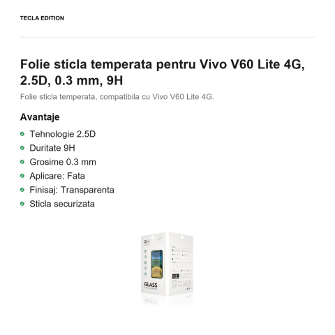 Folie sticla temperata pentru Vivo V60 Lite 4G, 2.5D, 0.3 mm, 9H [1]