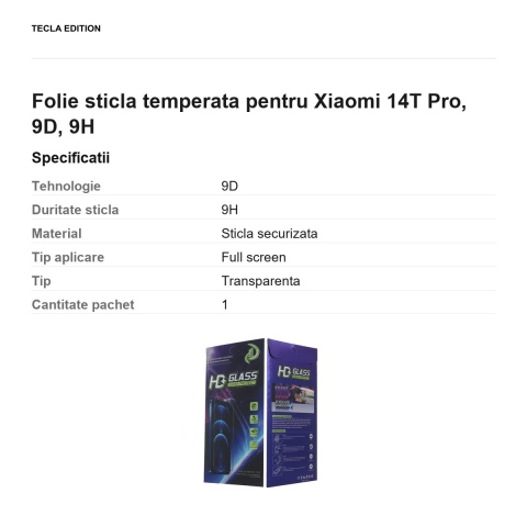 Folie sticla temperata pentru Xiaomi 14T Pro, 9D, 9H [2]
