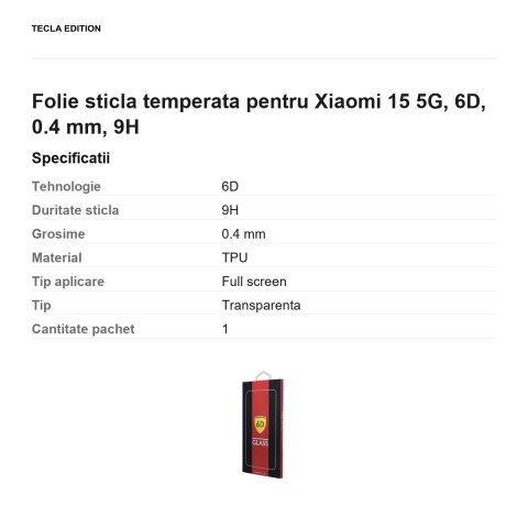 Folie sticla temperata pentru Xiaomi 15 5G, 6D, 0.4 mm, 9H [2]