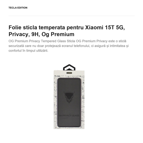 Folie sticla temperata pentru Xiaomi 15T 5G, Privacy, 9H, Og Premium [1]