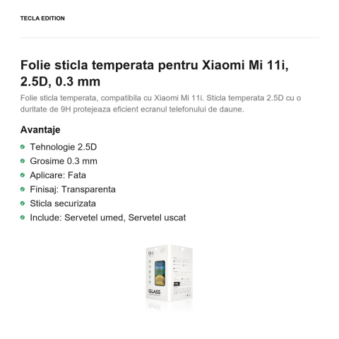 Folie sticla temperata pentru Xiaomi Mi 11i, 2.5D, 0.3 mm [1]