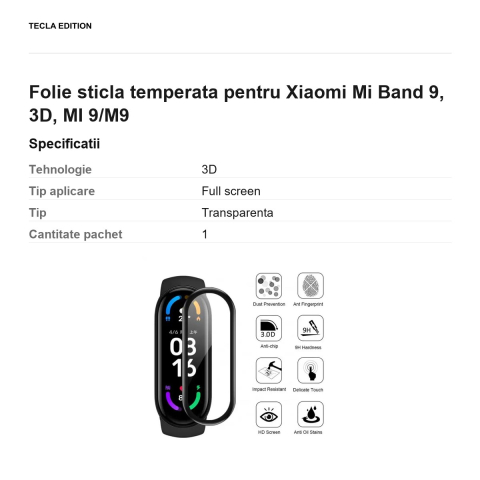 Folie sticla temperata pentru Xiaomi Mi Band 9, 3D, MI 9/M9 [2]