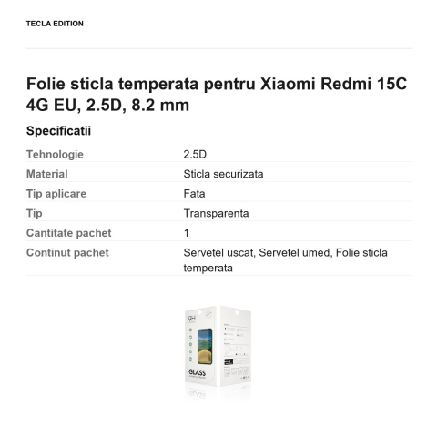Folie sticla temperata pentru Xiaomi Redmi 15C 4G EU, 2.5D, 8.2 mm [2]