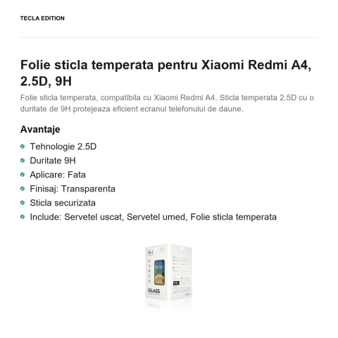 Folie sticla temperata pentru Xiaomi Redmi A4, 2.5D, 9H [1]