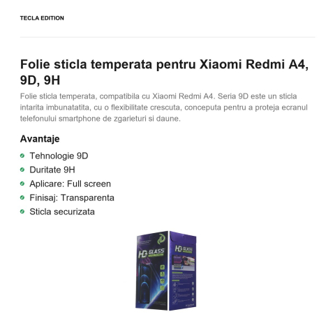Folie sticla temperata pentru Xiaomi Redmi A4, 9D, 9H [1]