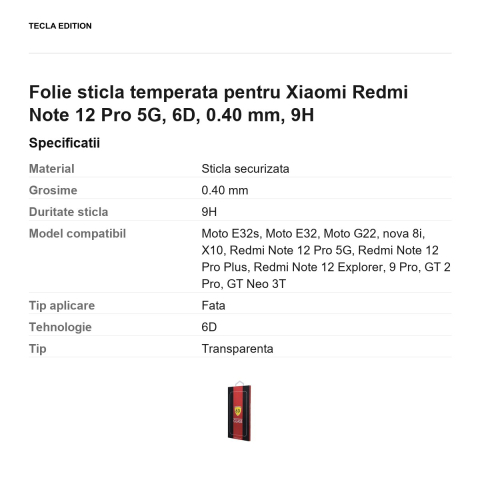 Folie sticla temperata pentru Xiaomi Redmi Note 12 Pro 5G, 6D, 0.40 mm, 9H [2]
