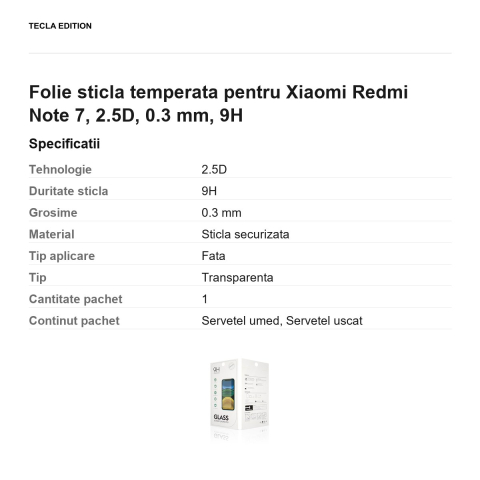Folie sticla temperata pentru Xiaomi Redmi Note 7, 2.5D, 0.3 mm, 9H [2]