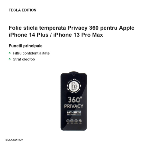 Folie sticla temperata Privacy 360 pentru Apple iPhone 14 Plus / iPhone 13 Pro Max [1]
