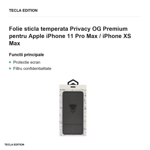 Folie sticla temperata Privacy OG Premium pentru Apple iPhone 11 Pro Max / iPhone XS Max [1]