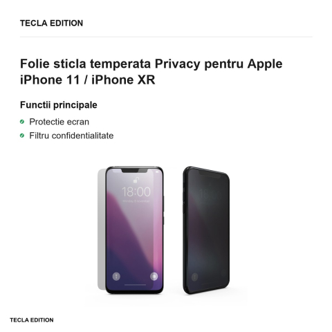 Folie sticla temperata Privacy pentru Apple iPhone 11 / iPhone XR [1]