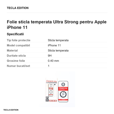 Folie sticla temperata Ultra Strong pentru Apple iPhone 11 [2]