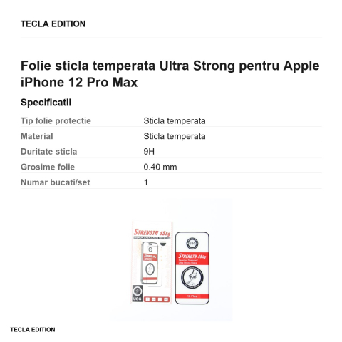Folie sticla temperata Ultra Strong pentru Apple iPhone 12 Pro Max [2]