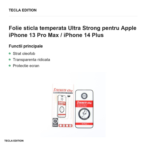 Folie sticla temperata Ultra Strong pentru Apple iPhone 13 Pro Max / iPhone 14 Plus [1]