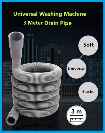 Furtun extensibil evacuare, scurgere pentru masina de spalat, FEE-3M, 3m lungime, 2.7-2.8cm diametru, gri [5]