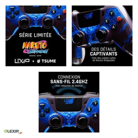Gamepad wireless Lexip Madara Destruction, Naruto Shippuden, receptor USB 2.4 GHz, 4 padele programabile, iesire jack si microfon, pentru PC si Nintendo Switch, TSXLXGC0003 [3]