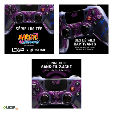 Gamepad wireless Lexip Sasuke Revenge, Naruto Shippuden, receptor USB 2.4 GHz, 4 padele programabile, iesire jack si microfon, pentru PC si Nintendo Switch, TSXLXGC0001 [3]