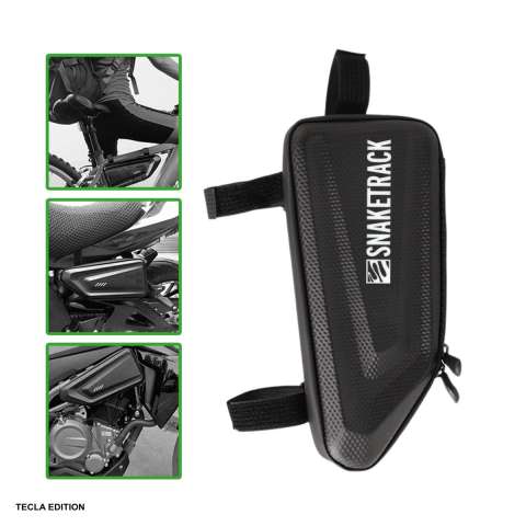Geanta de cadru pentru bicicleta cu prindere sub cadru, impermeabila, logo reflectorizant, Snake Track ST01, neagra [4]