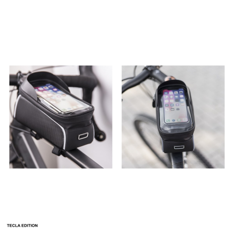 Geanta de cadru pentru bicicleta cu suport telefon ecranat, impermeabila, folie tactila, TFO Model02, neagra [3]