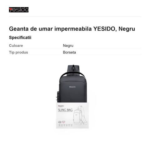 Geanta de umar impermeabila YESIDO, Negru [2]