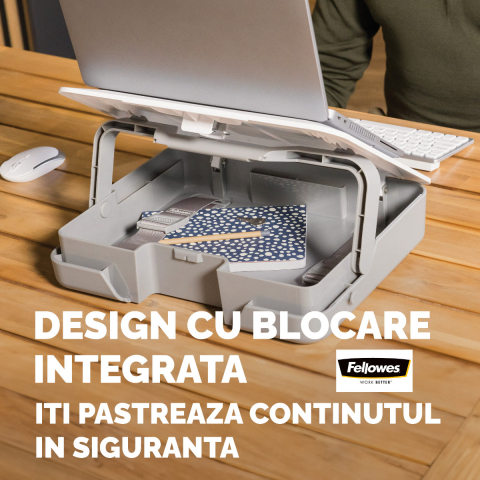 Geanta laptop cu suport ergonomic inclus, Fellowes Breyta, 2 in 1, 5 inaltimi, pentru laptop pana la 14 inch (4 kg), alb [5]