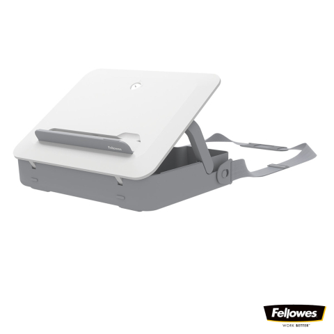 Suporturi ergonomice pentru laptop - Geanta laptop cu suport ergonomic inclus, Fellowes Breyta, 2 in 1, 5 inaltimi, pentru laptop pana la 14 inch (4 kg), alb