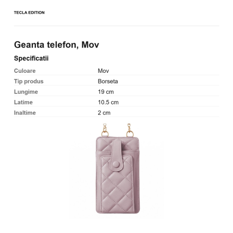 Geanta telefon 19 x 10,5 x 2 cm, Mov [2]