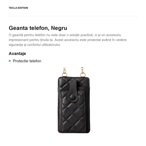 Geanta telefon 19 x 10,5 x 2 cm, Negru [1]