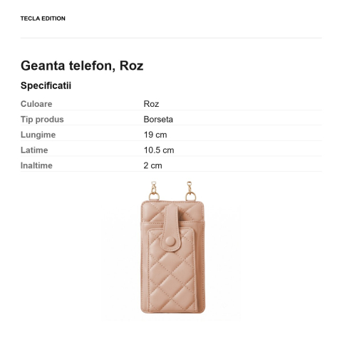 Geanta telefon 19 x 10,5 x 2 cm, Roz [2]