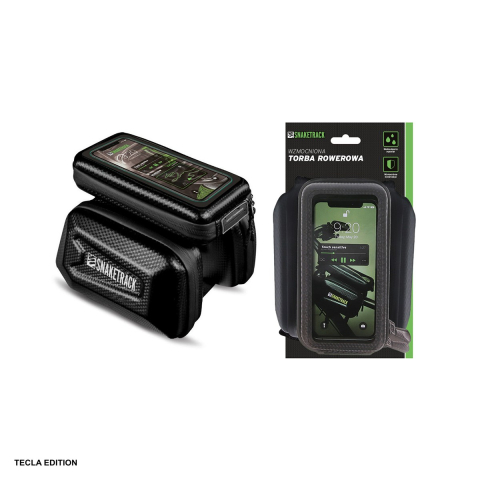 Geanta tripla de cadru pentru bicicleta cu suport telefon, impermeabila si rigidizata (hard-shell), 1,5 L, Snake Track ST04, neagra [4]