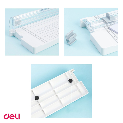 Ghilotina cu disc Deli A4, taiere in ambele sensuri, aproximativ 5 coli de 70 g/mp, ghidaj si marcaje de masurare, baza antiderapanta, 370x115x20 mm [3]