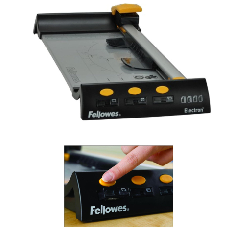 Ghilotina cu disc rotativ, Fellowes Electron A4, pentru birouri mici, taiere A4, capacitate 10 coli, sistem SafeCut, baza metalica [3]