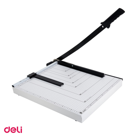 Tehnica de birou - Ghilotina cu parghie Deli pentru format A3, taie pana la 12 coli, baza metalica, opritor reglabil, blocare de siguranta, picioare antiderapante, 665x405x75 mm
