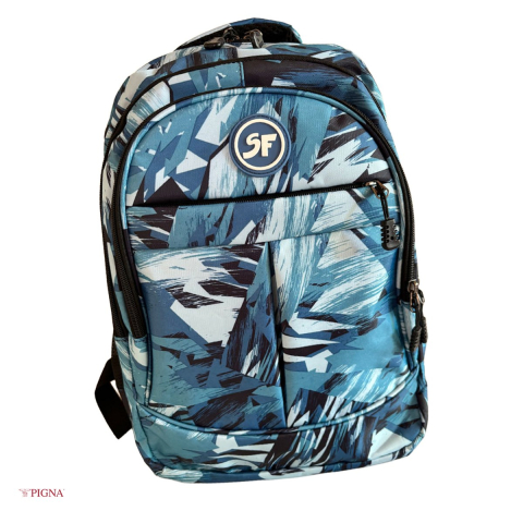 Bagaje si Accesorii - Ghiozdan pentru laptop Pigna, model camuflaj, 42x37x13 cm, albastru