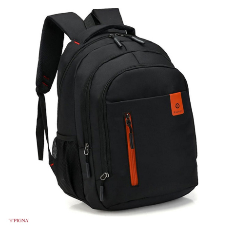 Ghiozdane si rucsacuri scolare - Ghiozdan Pigna Black IT, din poliester, laptop negru-portocaliu, negru, 44x30x19 cm