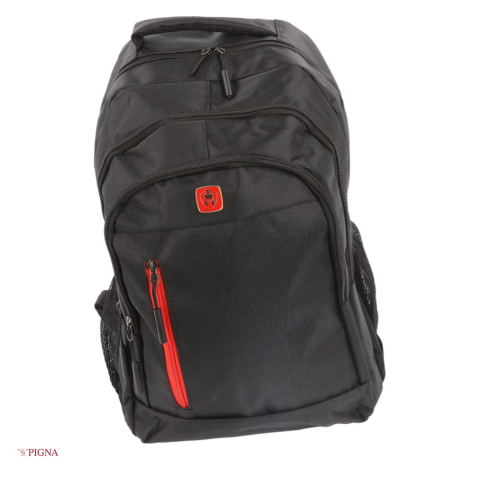 Ghiozdane si rucsacuri scolare - Ghiozdan Pigna Black IT, din poliester, pentru laptop 15.6 inchi, 4 fermoare, negru, 44x32x29 cm